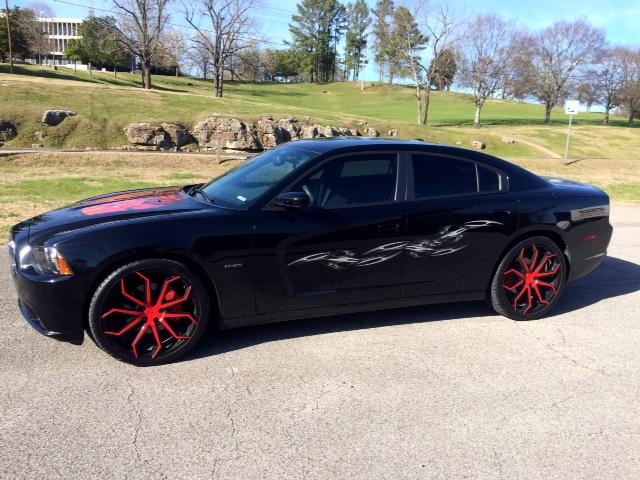 Tribal decals on black dodge charger 